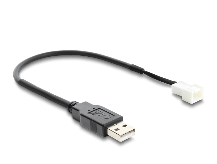 Delock Lüfterkabel USB 2.0 Typ-A Stecker zu 3 Pin (2 Pins belegt) Lüfteranschluss-Stecker 20 cm