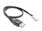 Delock Lüfterkabel USB 2.0 Typ-A Stecker zu 3 Pin (2 Pins belegt) Lüfteranschluss-Stecker 30 cm