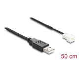 Delock Lüfterkabel USB 2.0 Typ-A Stecker zu 3 Pin (2 Pins belegt) Lüfteranschluss-Stecker 50 cm