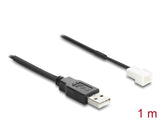 Delock Lüfterkabel USB 2.0 Typ-A Stecker zu 3 Pin (2 Pins belegt) Lüfteranschluss-Stecker 1 m