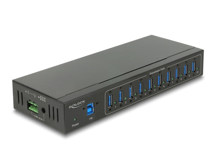 Delock Externer Industrie Hub 10 x USB 5 Gbps Typ-A mit 20 kV ESD Schutz