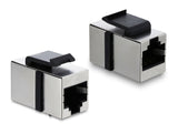 Delock Keystone Modul Kupplung RJ45 Buchse zu RJ45 Buchse Cat.6 geschirmt Metall silber / schwarz