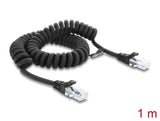 Delock RJ50 Spiralkabel Stecker zu Stecker 1 m schwarz