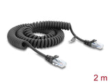 Delock RJ50 Spiralkabel Stecker zu Stecker 2 m schwarz