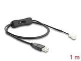 Delock Lüfterkabel USB 2.0 Typ-A Stecker zu 3 Pin (2 Pins belegt) Lüfteranschluss-Stecker mit Schalter 1 m