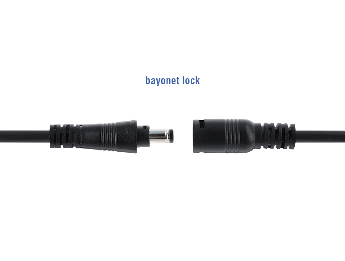 Delock DC Verlängerungskabel 5,5 x 2,5 mm Stecker zu Buchse mit Bajonettverschluss 18 AWG, 0,5 m schwarz