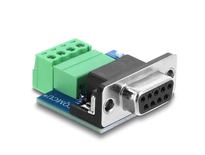 Delock D-Sub 9 Pin Buchse zu 4 Pin Terminalblock Adapter mit DIP-Schalter und 120 Ohm Abschlusswiderstand für CAN / LIN