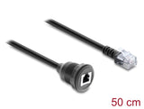 Delock Kabel RJ12 Stecker zu RJ12 Buchse zum Einbau 50 cm schwarz