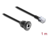 Delock Kabel RJ12 Stecker zu RJ12 Buchse zum Einbau 1 m schwarz