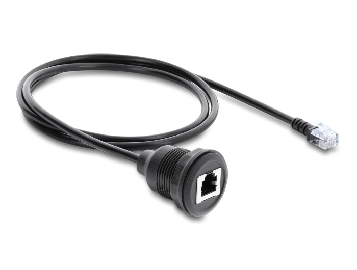 Delock Kabel RJ12 Stecker zu RJ12 Buchse zum Einbau 1 m schwarz