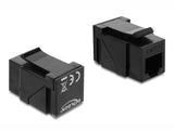 Delock Keystone Modul Kupplung RJ14 Buchse zu RJ14 Buchse 90° gewinkelt Cat.3 Kunststoff schwarz