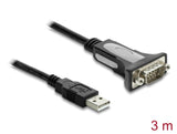Delock Adapter USB 2.0 Typ-A zu 1 x Seriell RS-232 D-Sub 9 Pin Stecker mit Muttern 3 m