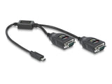 Delock Adapter USB Type-C™ zu 2 x Seriell RS-232 DB9 mit 15 kV ESD Schutz