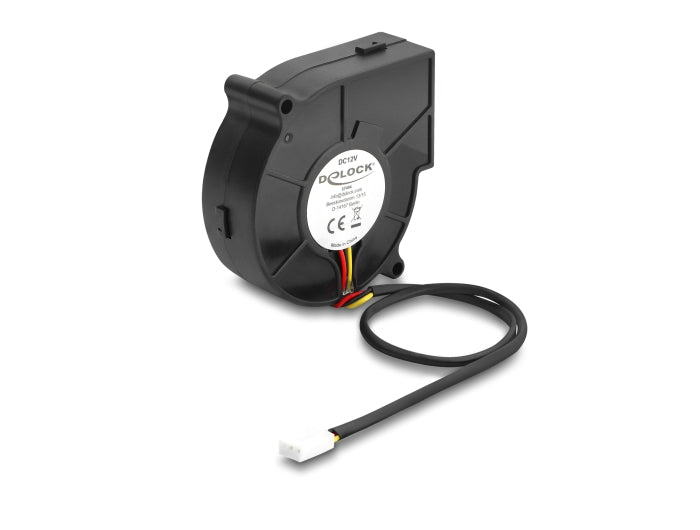 Delock Radiallüfter / Lüftergebläse 12 V DC 75 x 75 x 25 mm mit 3-Pin Lüfteranschluss, schwarz