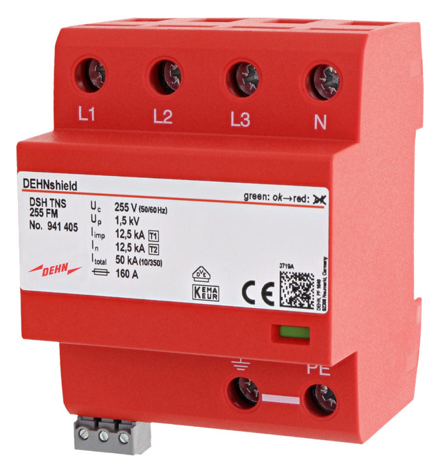 DEHN SE Kombi-Ableiter TS35 4p 230VAC DSH TNS 255 FM 1,5kV Fernsign 4TE TS35