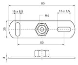 Walraven Grundplatte V2A 1.4301 IG M6 L: 80 4-fach widerstandsgeschw. Mutter | 6707006