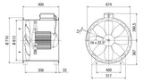 MAICO Rohrventilator  600mm 400V 1,39W DZR 60/4 B 13430cbm/h VA 60°C
