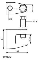 WALRAVEN Trägerklammer Modell C 58x54, A < 26, M12, Schraube M10, VdS/FM