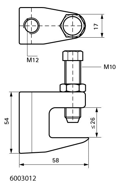 WALRAVEN Trägerklammer Modell C 58x54, A < 26, M12, Schraube M10, VdS/FM