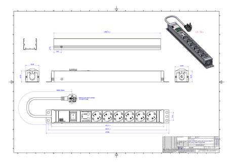 BACHMANN Steckdosenleiste 19 1HE 230V 333.005 Überspannungskategorie: 3