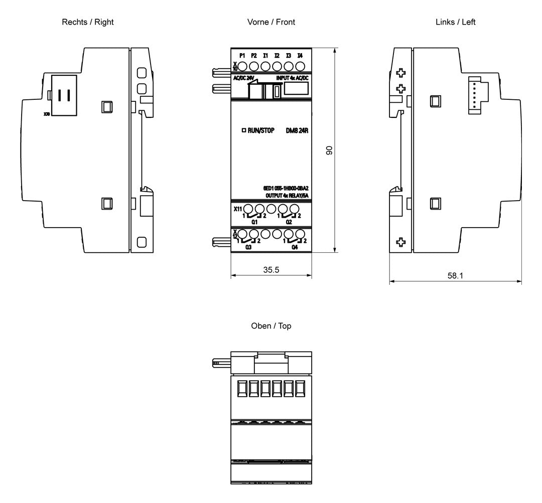 SIEMENS SPS-Digitales E/A-Modul 4Eing 5A LOGO! 6ED1055-1HB00-0BA2 4Ausg UC 24V