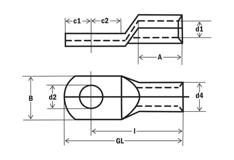 HAUPA Presskabelschuh 10qmm 1f M5 290408 verzinnt 180° (horiz)