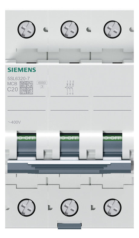 SIEMENS Leitungsschutzschalter UC C 20A 5SL6320-7 3p 400V 3TE 50Hz IP20