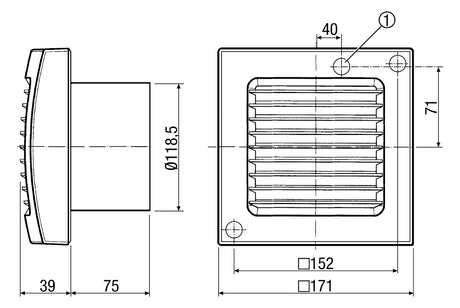 MAICO Kleinraumventilator 120mm 230V AP ECA 120 VZ m.VerzögSchalt 170cbm/h Kst