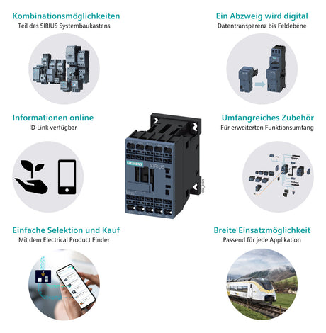 SIEMENS Leistungsschütz 11kW 2S 2Ö 48VDC 3RT2526-2BW40 25A 1S+1Ö/Hilf REG