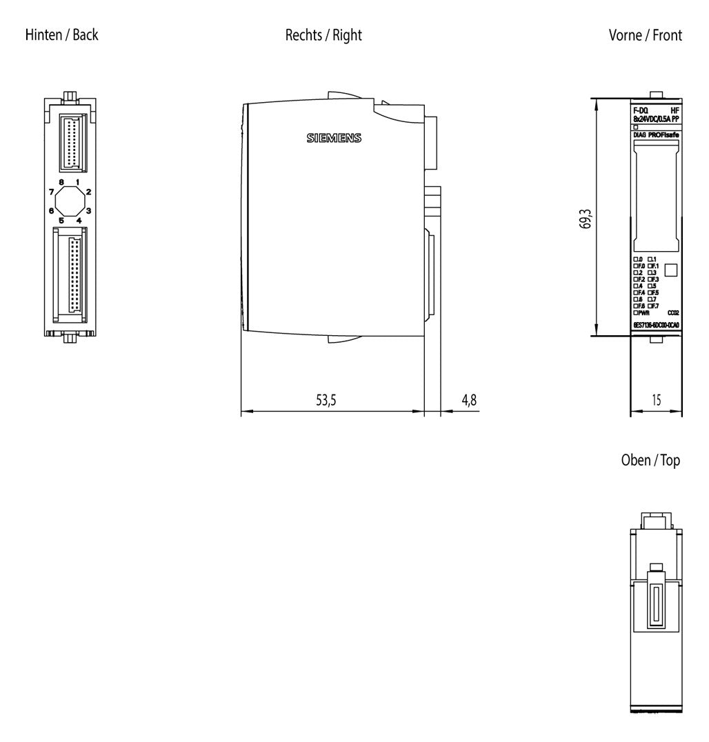 SIEMENS Digital I/O-Modul DC 20,4-28,8V 6ES7136-6DC00-0CA0 8Ausg 24V
