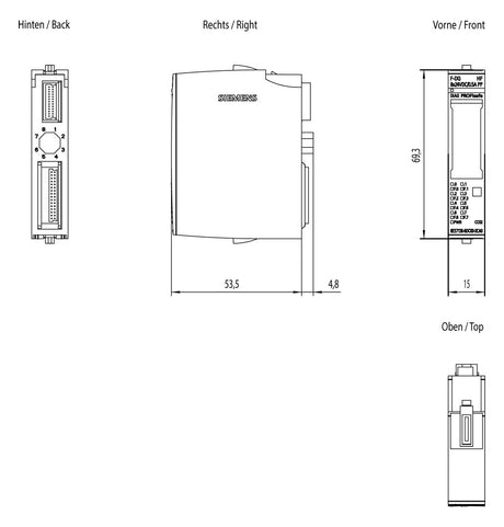 SIEMENS Digital I/O-Modul DC 20,4-28,8V 6ES7136-6DC00-0CA0 8Ausg 24V