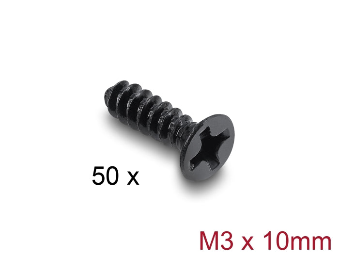 Delock Lüfterschraube M3 x 10 mm 50 Stück schwarz