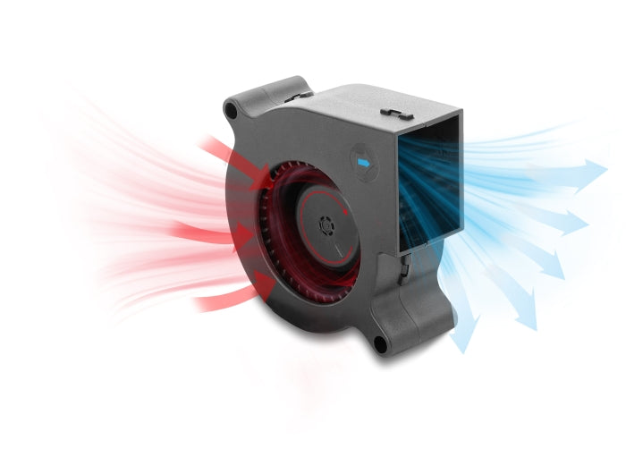 Delock Radiallüfter / Lüftergebläse 12 V DC 60 x 60 x 25 mm mit 3-Pin Lüfteranschluss, schwarz