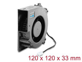 Delock Radiallüfter / Lüftergebläse 12 V DC 120 x 120 x 33 mm mit 3-Pin Lüfteranschluss, schwarz