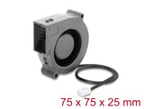 Delock Radiallüfter / Lüftergebläse 12 V DC 75 x 75 x 25 mm mit 3-Pin Lüfteranschluss, schwarz