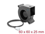 Delock Radiallüfter / Lüftergebläse 12 V DC 60 x 60 x 25 mm mit 3-Pin Lüfteranschluss, schwarz