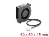 Delock Radiallüfter / Lüftergebläse 12 V DC 60 x 60 x 15 mm mit 3-Pin Lüfteranschluss, schwarz