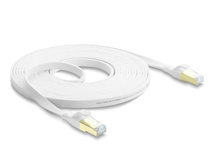 Delock RJ45 Flachband Patchkabel Cat.8.1 U/FTP bis 40 Gbps 5 m weiß