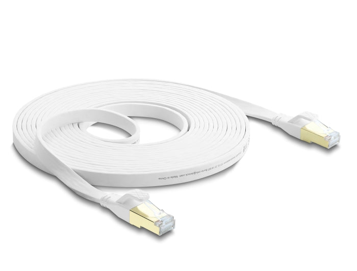 Delock RJ45 Flachband Patchkabel Cat.8.1 U/FTP bis 40 Gbps 10 m weiß