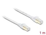 Delock RJ45 Flachband Patchkabel Cat.8.1 U/FTP bis 40 Gbps 1 m weiß