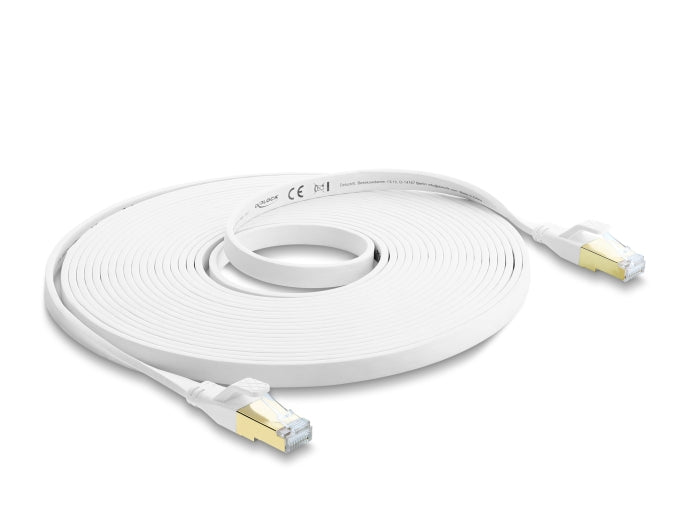 Delock RJ45 Flachband Patchkabel Cat.8.1 U/FTP bis 40 Gbps 7,5 m weiß