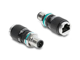 Delock M12 Adapter D-kodiert 4 Pin Stecker zu RJ45 Buchse zum Einbau rund gerade
