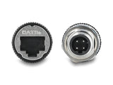 Delock M12 Adapter D-kodiert 4 Pin Stecker zu RJ45 Buchse zum Einbau rund gerade