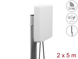 Delock LTE MIMO Antenne 2 x SMA Stecker 8 dBi direktional mit Anschlusskabel RG-58 5 m weiß outdoor