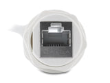 Delock Kabelverbinder RJ45 Buchse zu RJ45 Buchse Cat.6A mit M23.5 x 1,5 mm Gewinde und Verschlusskappe IP68 staub- und wasserdicht weiß