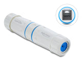 Delock Kabelverbinder RJ45 Buchse zu RJ45 Buchse Cat.6A mit M23.5 x 1,5 mm Gewinde IP68 staub- und wasserdicht weiß