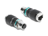 Delock M12 Adapter D-kodiert 4 Pin Buchse zu RJ45 Buchse zum Einbau rund gerade