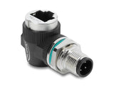 Delock M12 Adapter D-kodiert 4 Pin Stecker zu RJ45 Buchse zum Einbau rund 90° gewinkelt
