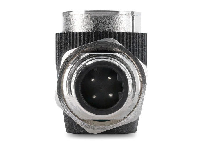 Delock M12 Adapter D-kodiert 4 Pin Stecker zu RJ45 Buchse zum Einbau rund 90° gewinkelt