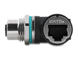 Delock M12 Adapter D-kodiert 4 Pin Buchse zu RJ45 Buchse zum Einbau rund 90° gewinkelt